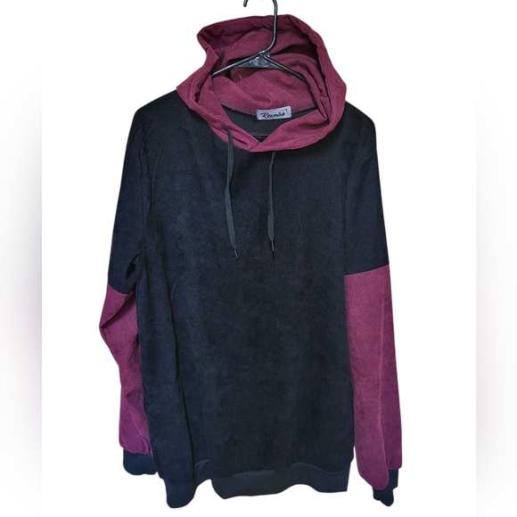 Reverb Other - 12 Reverb Black Maroon Corduroy Lighweight Guys Hoodie, L